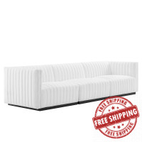 Modway EEI-5787-BLK-WHI Conjure Channel Tufted Upholstered Fabric Sofa Black White