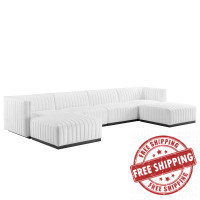 Modway EEI-5790-BLK-WHI Conjure Channel Tufted Upholstered Fabric 6-Piece Sectional Sofa BlackWhite