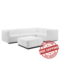 Modway EEI-5797-BLK-WHI Conjure Channel Tufted Upholstered Fabric 5-Piece Sectional Black White