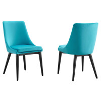 Modway EEI-5816-BLU Viscount Accent Performance Velvet Dining Chairs - Set of 2 Blue