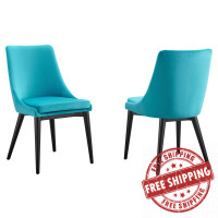 Modway EEI-5816-BLU Viscount Accent Performance Velvet Dining Chairs - Set of 2 Blue