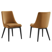Modway EEI-5816-COG Viscount Accent Performance Velvet Dining Chairs - Set of 2 Cognac