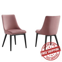 Modway EEI-5816-DUS Viscount Accent Performance Velvet Dining Chairs - Set of 2 Dusty Rose