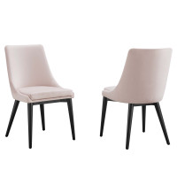 Modway EEI-5816-PNK Viscount Accent Performance Velvet Dining Chairs - Set of 2 Pink