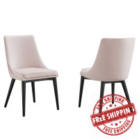 Modway EEI-5816-PNK Viscount Accent Performance Velvet Dining Chairs - Set of 2 Pink