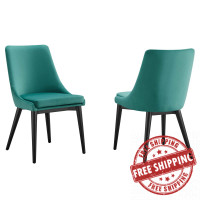 Modway EEI-5816-TEA Viscount Accent Performance Velvet Dining Chairs - Set of 2 Teal