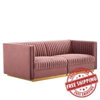 Modway EEI-5824-DUS Sanguine Channel Tufted Performance Velvet Modular Sectional Sofa Loveseat Dusty Rose