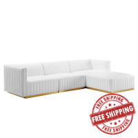 Modway EEI-5844-GLD-WHI Conjure Channel Tufted Performance Velvet 4-Piece Sectional Gold White