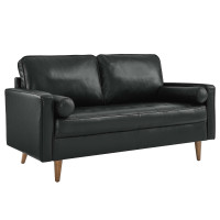 Modway EEI-5870-BLK Valour Leather Loveseat Black