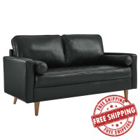 Modway EEI-5870-BLK Valour Leather Loveseat Black