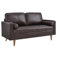 Modway EEI-5870-BRN Valour Leather Loveseat Brown