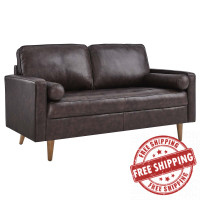 Modway EEI-5870-BRN Valour Leather Loveseat Brown