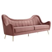 Modway EEI-5874-DUS Cheshire Channel Tufted Performance Velvet Sofa Dusty Rose
