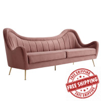 Modway EEI-5874-DUS Cheshire Channel Tufted Performance Velvet Sofa Dusty Rose