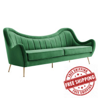 Modway EEI-5874-EME Cheshire Channel Tufted Performance Velvet Sofa Emerald