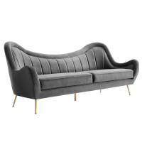 Modway EEI-5874-GRY Cheshire Channel Tufted Performance Velvet Sofa Gray