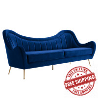 Modway EEI-5874-NAV Cheshire Channel Tufted Performance Velvet Sofa Navy