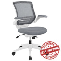 Modway EEI-596-GRY Edge White Base Office Chair in Gray