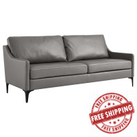 Modway EEI-6018-GRY Corland Leather Sofa Gray