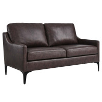 Modway EEI-6020-BRN Corland Leather Loveseat Brown