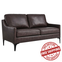 Modway EEI-6020-BRN Corland Leather Loveseat Brown