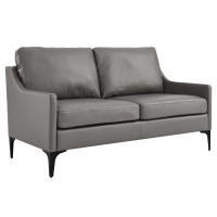 Modway EEI-6020-GRY Corland Leather Loveseat Gray