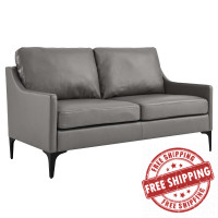 Modway EEI-6020-GRY Corland Leather Loveseat Gray