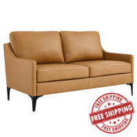 Modway EEI-6020-TAN Corland Leather Loveseat Tan