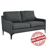 Modway EEI-6021-CHA Corland Upholstered Fabric Loveseat Charcoal