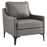 Modway EEI-6022-GRY Corland Leather Armchair Gray
