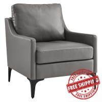 Modway EEI-6022-GRY Corland Leather Armchair Gray