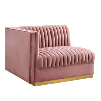 Modway EEI-6031-DUS Sanguine Channel Tufted Performance Velvet Modular Sectional Sofa Left-Arm Chair Dusty Rose