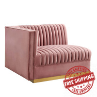 Modway EEI-6031-DUS Sanguine Channel Tufted Performance Velvet Modular Sectional Sofa Left-Arm Chair Dusty Rose
