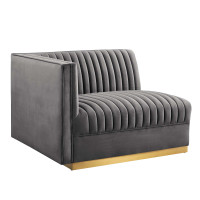 Modway EEI-6031-GRY Sanguine Channel Tufted Performance Velvet Modular Sectional Sofa Left-Arm Chair Gray
