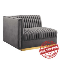Modway EEI-6031-GRY Sanguine Channel Tufted Performance Velvet Modular Sectional Sofa Left-Arm Chair Gray