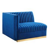 Modway EEI-6031-NAV Sanguine Channel Tufted Performance Velvet Modular Sectional Sofa Left-Arm Chair Navy