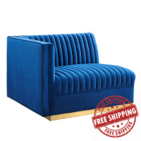 Modway EEI-6031-NAV Sanguine Channel Tufted Performance Velvet Modular Sectional Sofa Left-Arm Chair Navy