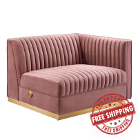 Modway EEI-6032-DUS Sanguine Channel Tufted Performance Velvet Modular Sectional Sofa Right-Arm Chair Dusty Rose
