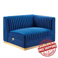 Modway EEI-6032-NAV Sanguine Channel Tufted Performance Velvet Modular Sectional Sofa Right-Arm Chair Navy Blue