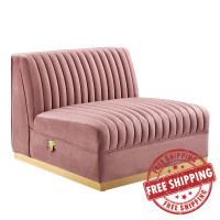 Modway EEI-6033-DUS Sanguine Channel Tufted Performance Velvet Modular Sectional Sofa Armless Chair Dusty Rose