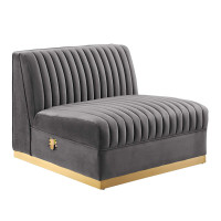 Modway EEI-6033-GRY Sanguine Channel Tufted Performance Velvet Modular Sectional Sofa Armless Chair Gray