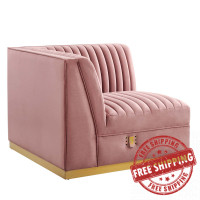 Modway EEI-6034-DUS Sanguine Channel Tufted Performance Velvet Modular Sectional Sofa Left Corner Chair Dusty Rose