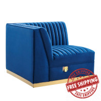 Modway EEI-6034-NAV Sanguine Channel Tufted Performance Velvet Modular Sectional Sofa Left Corner Chair Navy Blue
