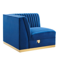 Modway EEI-6035-NAV Sanguine Channel Tufted Performance Velvet Modular Sectional Sofa Right Corner Chair Navy Blue