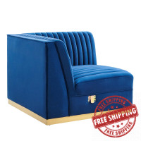 Modway EEI-6035-NAV Sanguine Channel Tufted Performance Velvet Modular Sectional Sofa Right Corner Chair Navy Blue