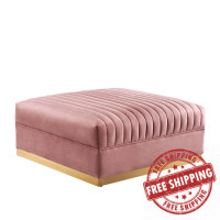 Modway EEI-6036-DUS Sanguine Channel Tufted Performance Velvet Modular Sectional Sofa Ottoman Dusty Rose