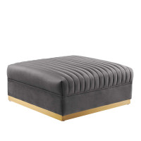 Modway EEI-6036-GRY Sanguine Channel Tufted Performance Velvet Modular Sectional Sofa Ottoman Gray