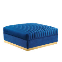 Modway EEI-6036-NAV Sanguine Channel Tufted Performance Velvet Modular Sectional Sofa Ottoman Navy
