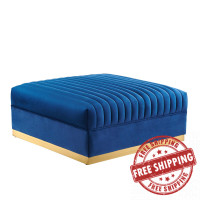 Modway EEI-6036-NAV Sanguine Channel Tufted Performance Velvet Modular Sectional Sofa Ottoman Navy