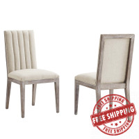 Modway EEI-6052-BEI Maisonette French Vintage Tufted Fabric Dining Side Chairs Set of 2 Beige